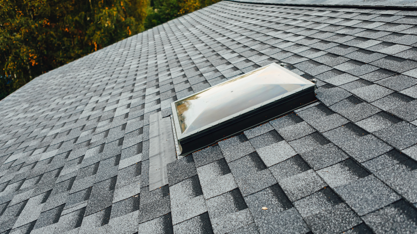 A roof that has a window on top of it