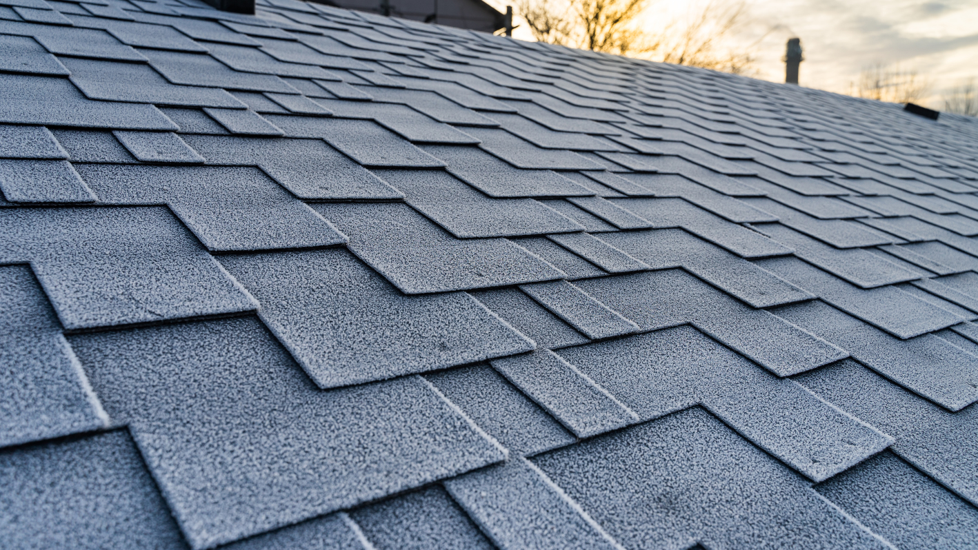 A close up of a roof with a sky background